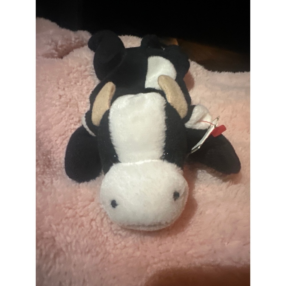 1993 Ty Beanie Baby Daisy Cow Plush Stuffed Animal Black White Tag